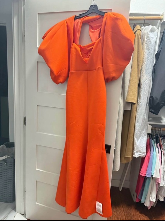 ASOS Dresses & Skirts - ASOS Vibrant Orange Puff-Sleeve Maxi Gown